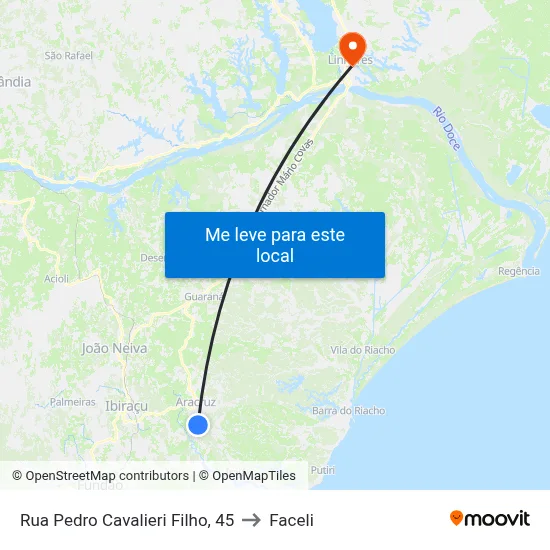 Rua Pedro Cavalieri Filho, 45 to Faceli map