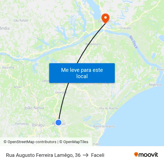 Rua Augusto Ferreira Lamêgo, 36 to Faceli map