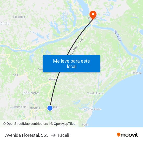Avenida Florestal, 555 to Faceli map