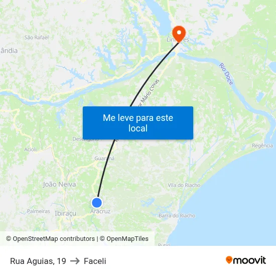 Rua Aguias, 19 to Faceli map