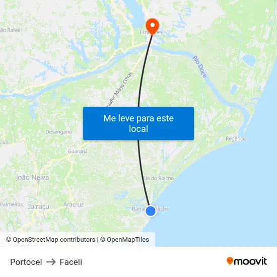 Portocel to Faceli map