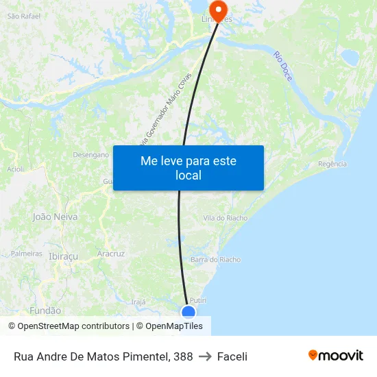 Rua Andre De Matos Pimentel, 388 to Faceli map