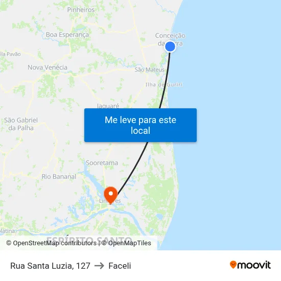 Rua Santa Luzia, 127 to Faceli map