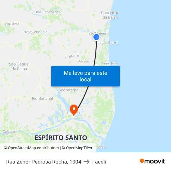 Rua Zenor Pedrosa Rocha, 1004 to Faceli map