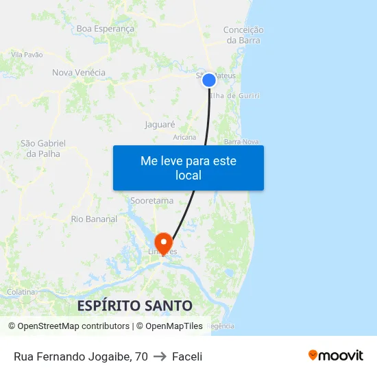 Rua Fernando Jogaibe, 70 to Faceli map
