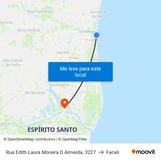 Rua Edith Laura Moreira D Almeida, 3227 to Faceli map