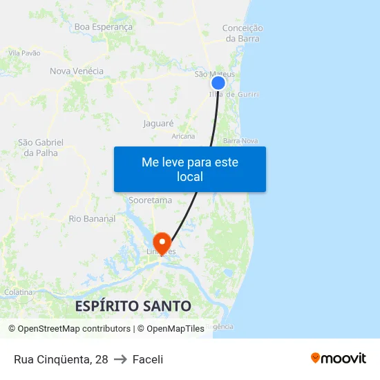 Rua Cinqüenta, 28 to Faceli map