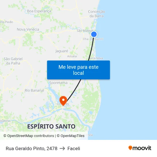 Rua Geraldo Pinto, 2478 to Faceli map