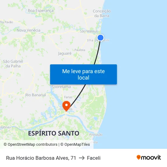 Rua Horácio Barbosa Alves, 71 to Faceli map