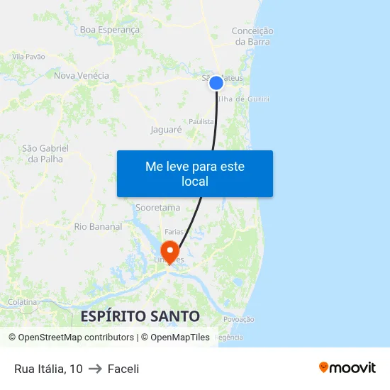 Rua Itália, 10 to Faceli map