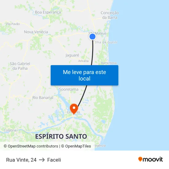 Rua Vinte, 24 to Faceli map