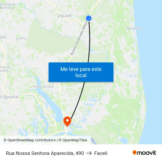 Rua Nossa Senhora Aparecida, 490 to Faceli map
