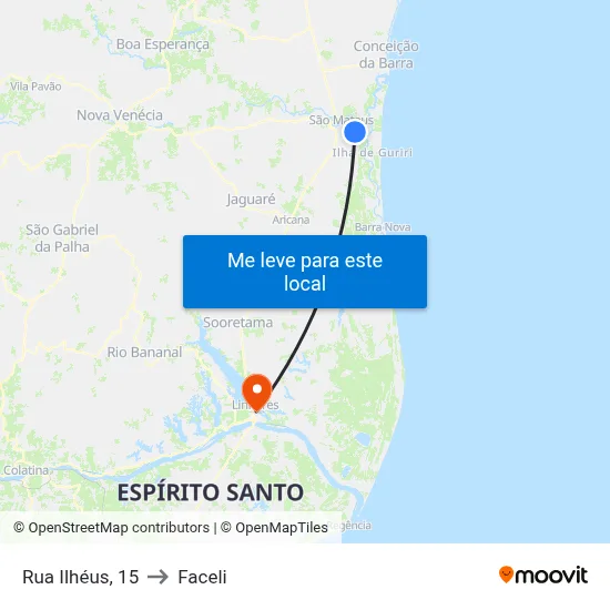 Rua Ilhéus, 15 to Faceli map