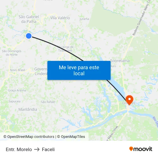 Entr. Morelo to Faceli map