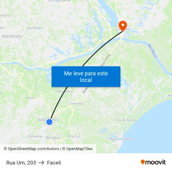 Rua Um, 203 to Faceli map