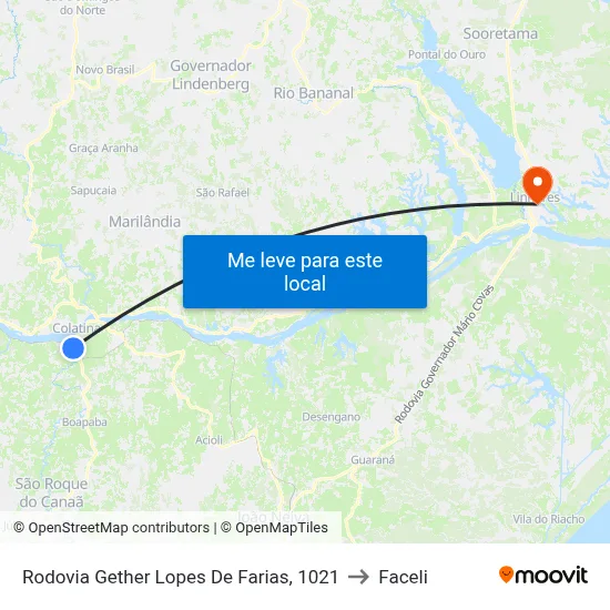 Rodovia Gether Lopes De Farias, 1021 to Faceli map