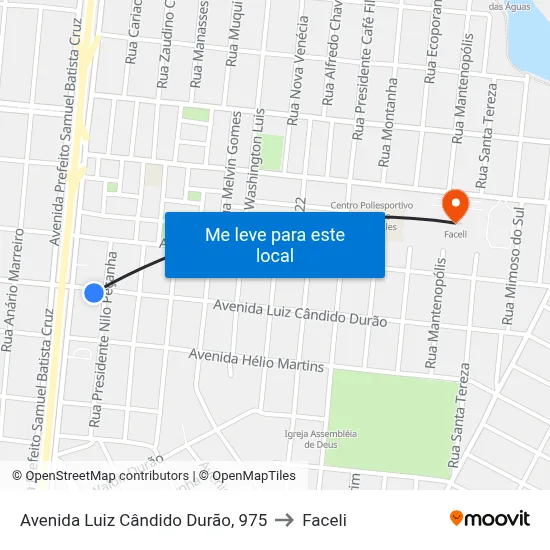 Avenida Luiz Cândido Durão, 975 to Faceli map