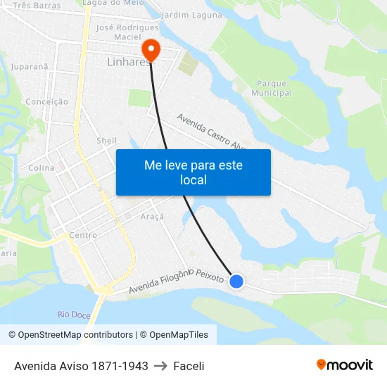 Avenida Aviso 1871-1943 to Faceli map