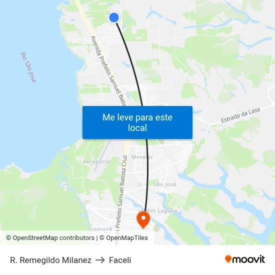 R. Remegildo Milanez to Faceli map