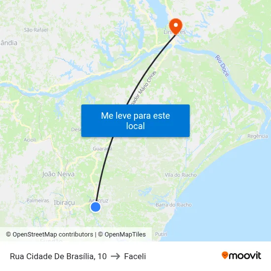 Rua Cidade De Brasília, 10 to Faceli map