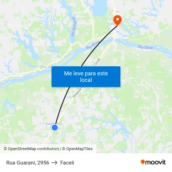 Rua Guarani, 2956 to Faceli map