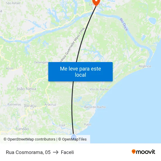 Rua Cosmorama, 05 to Faceli map