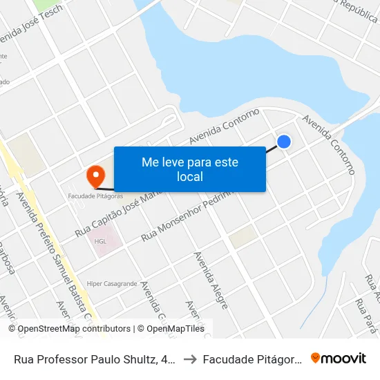 Rua Professor Paulo Shultz, 446 to Facudade Pitágoras map