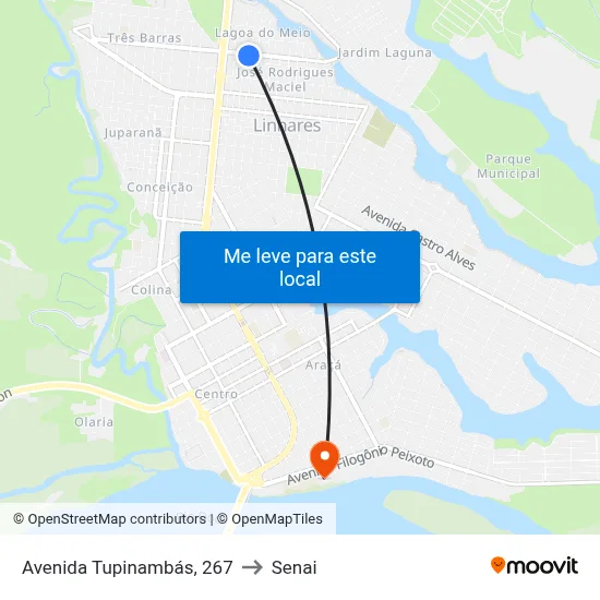 Avenida Tupinambás, 267 to Senai map