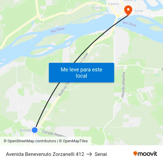 Avenida Benevenuto Zorzanelli 412 to Senai map
