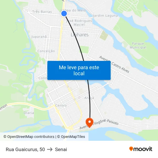 Rua Guaicurus, 50 to Senai map