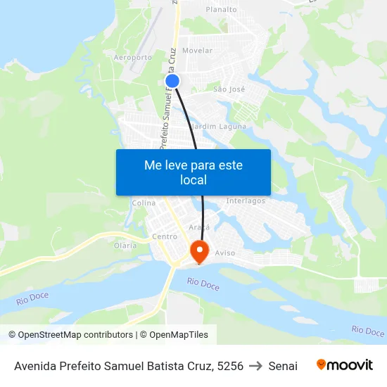 Avenida Prefeito Samuel Batista Cruz, 5256 to Senai map