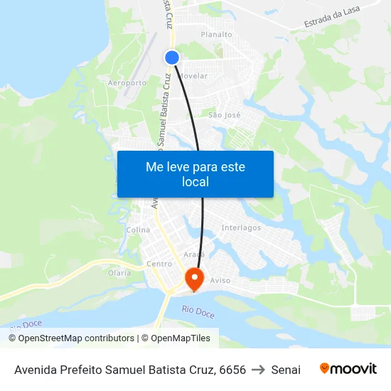 Avenida Prefeito Samuel Batista Cruz, 6656 to Senai map