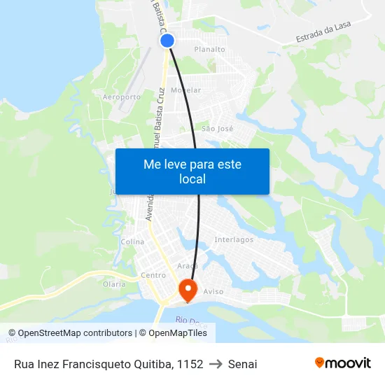 Rua Inez Francisqueto Quitiba, 1152 to Senai map