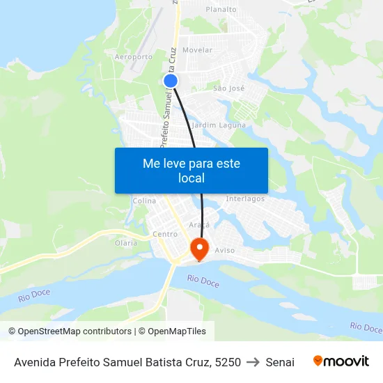 Avenida Prefeito Samuel Batista Cruz, 5250 to Senai map