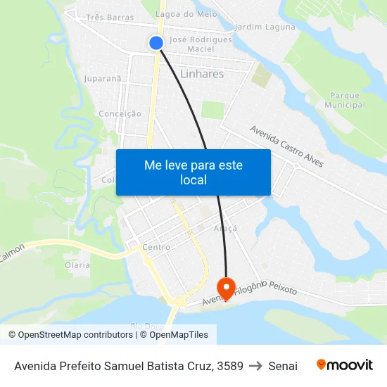 Avenida Prefeito Samuel Batista Cruz, 3589 to Senai map