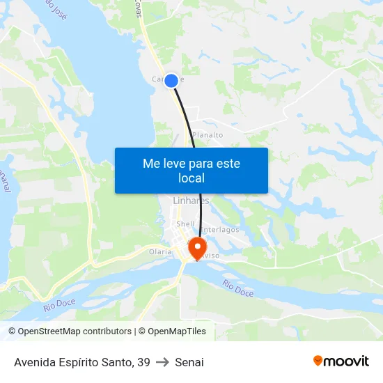 Avenida Espírito Santo, 39 to Senai map