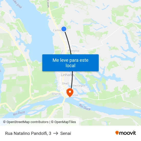 Rua Natalino Pandolfi, 3 to Senai map