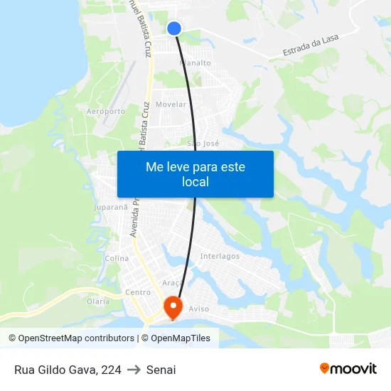 Rua Gildo Gava, 224 to Senai map