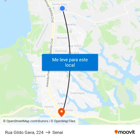 Rua Gildo Gava, 224 to Senai map