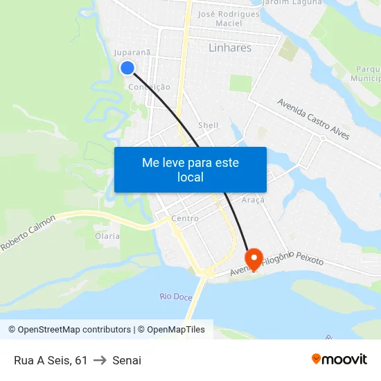 Rua A Seis, 61 to Senai map