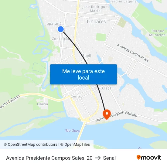 Avenida Presidente Campos Sales, 20 to Senai map