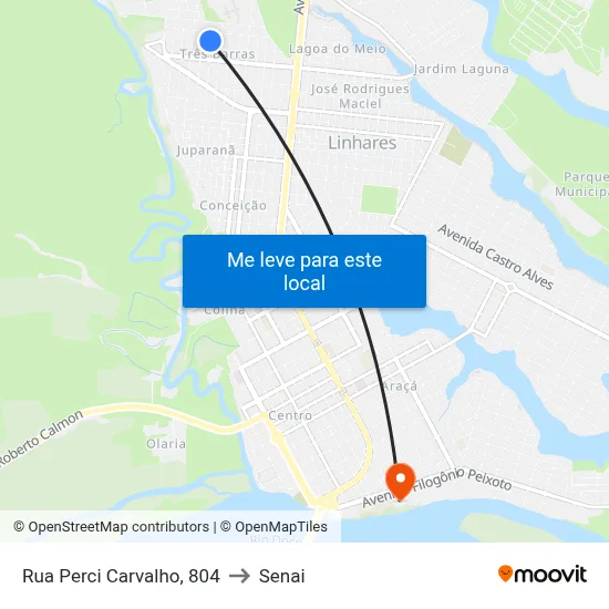 Rua Perci Carvalho, 804 to Senai map