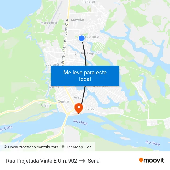 Rua Projetada Vinte E Um, 902 to Senai map