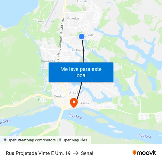 Rua Projetada Vinte E Um, 19 to Senai map