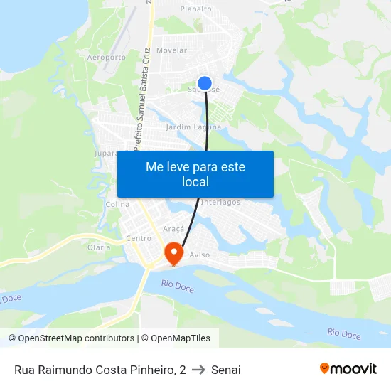 Rua Raimundo Costa Pinheiro, 2 to Senai map