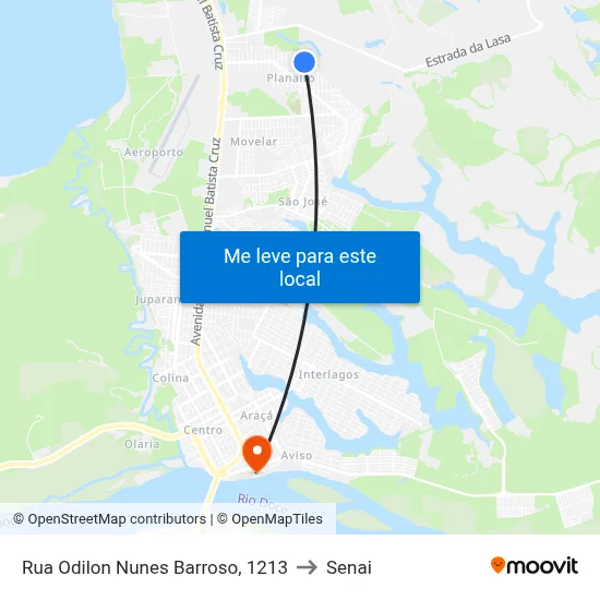 Rua Odilon Nunes Barroso, 1213 to Senai map
