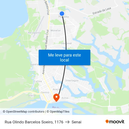 Rua Olindo Barcelos Soeiro, 1176 to Senai map