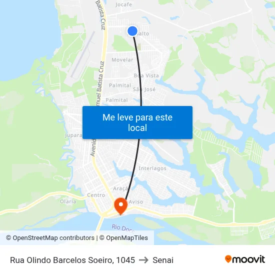 Rua Olindo Barcelos Soeiro, 1045 to Senai map