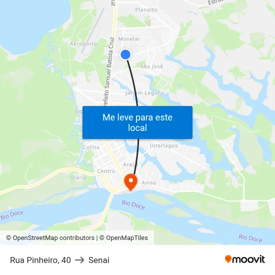 Rua Pinheiro, 40 to Senai map