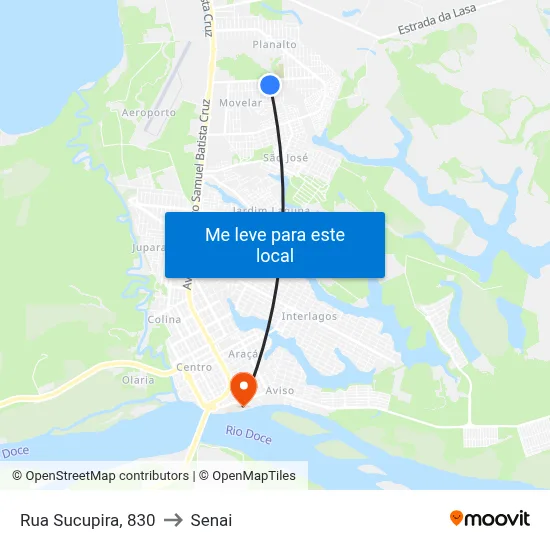 Rua Sucupira, 830 to Senai map